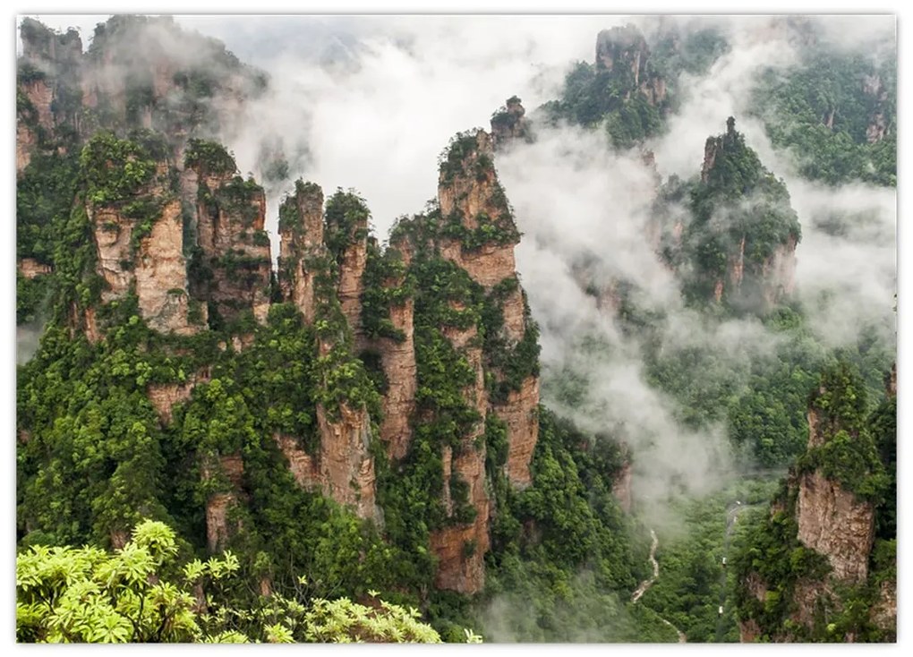 Tablou pe sticlă - Parcul Național Zhangjiajie, China (70x50 cm)