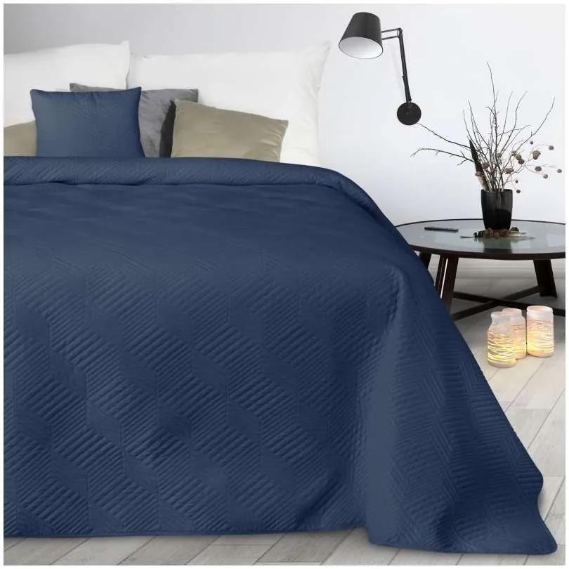 Cuvertură de pat albastră cu model geometric Šírka: 220 cm | Dĺžka: 240 cm