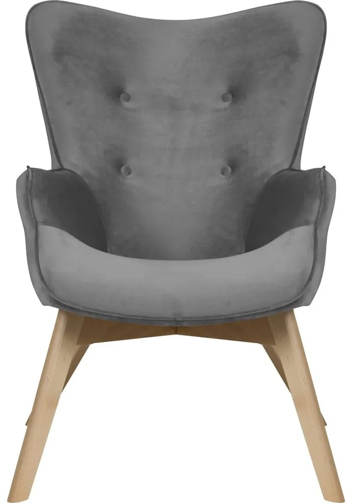 Fotoliu gri cu tapițerie din catifea Niko – Ropez