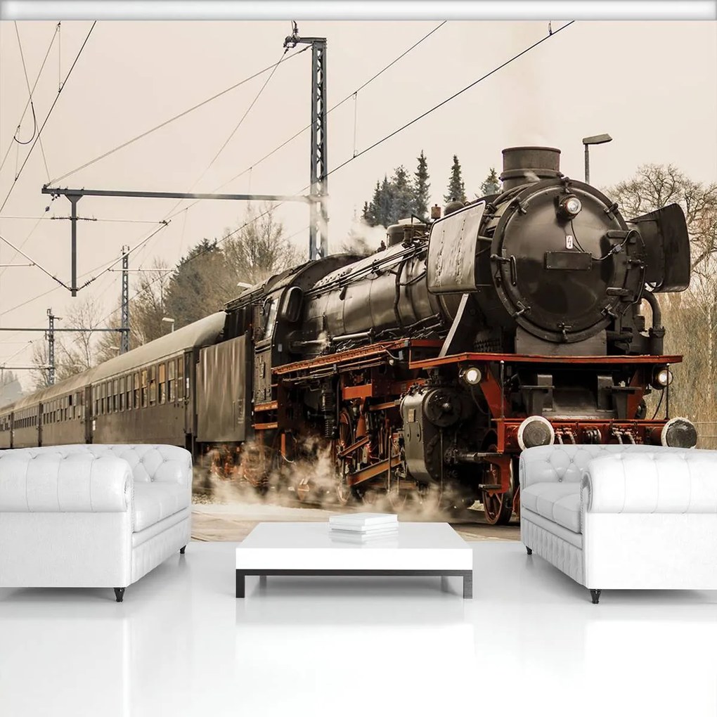 Fototapet - Locomotiva cu aburi (152,5x104 cm), în 8 de alte dimensiuni noi