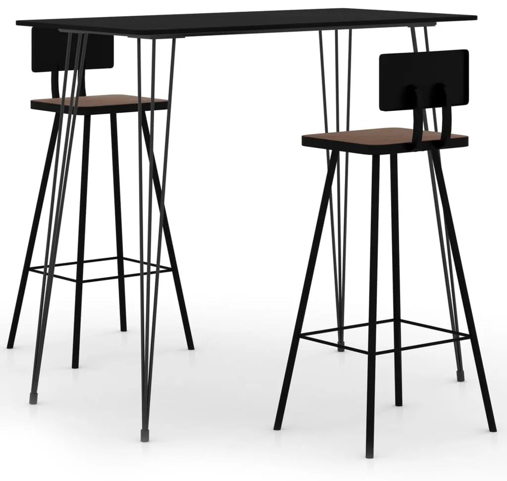 vidaXL Set mobilier de bar, 3 piese, negru