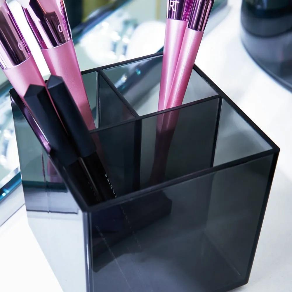 Organizator de baie negru mat pentru cosmetice din plastic reciclat Cosmetic Cube – iDesign