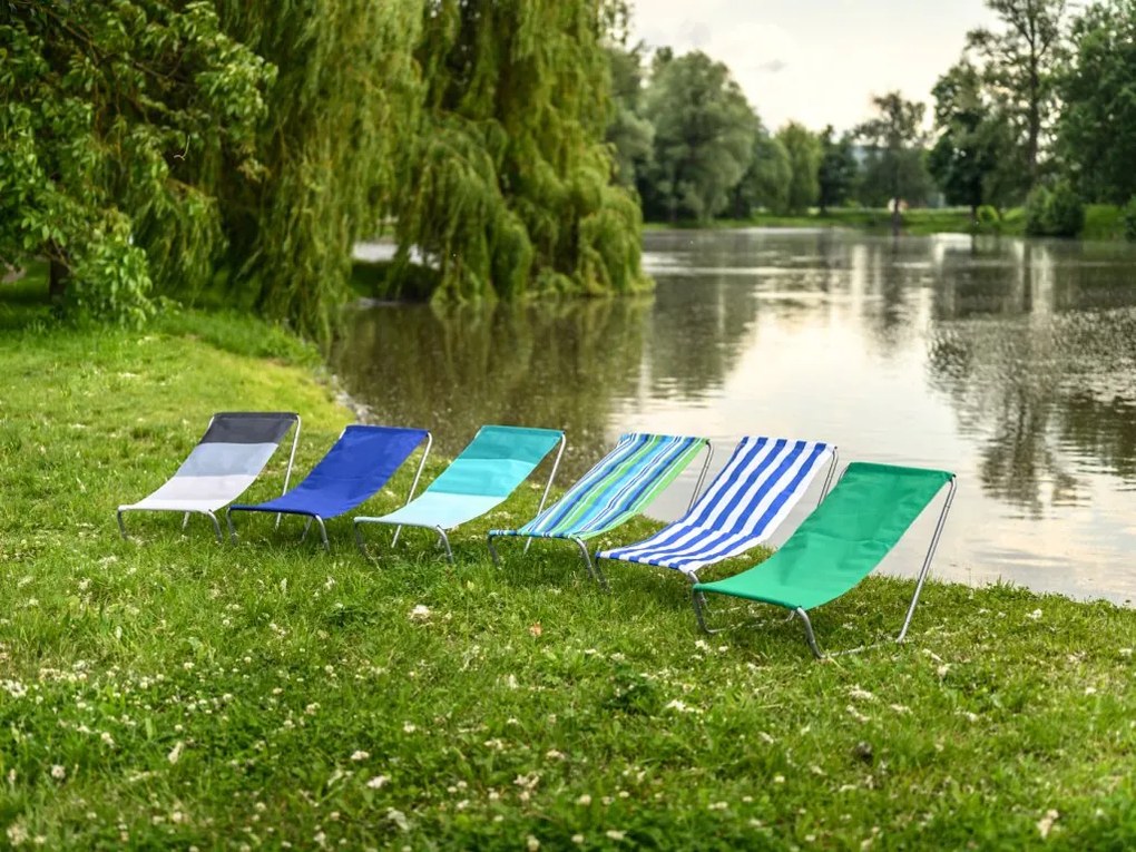 Set de 2 sezlonguri de plaja pliabile SAND, dungi verzi