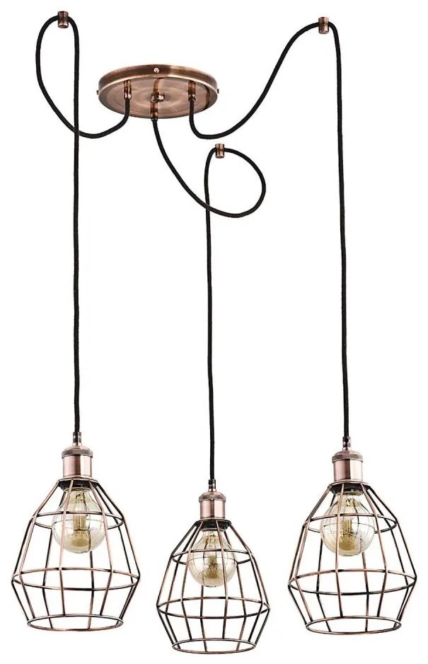Lustră pe cablu FIREFOX 3xE27/15W/230V bronz păianjen