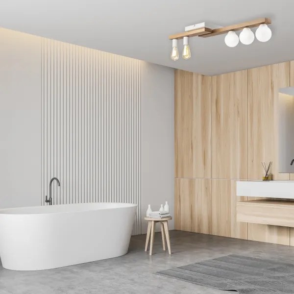 Lustră aplicată MATTE 2xE27/15W/230V + 3xG9/5W/230V alb/stejar