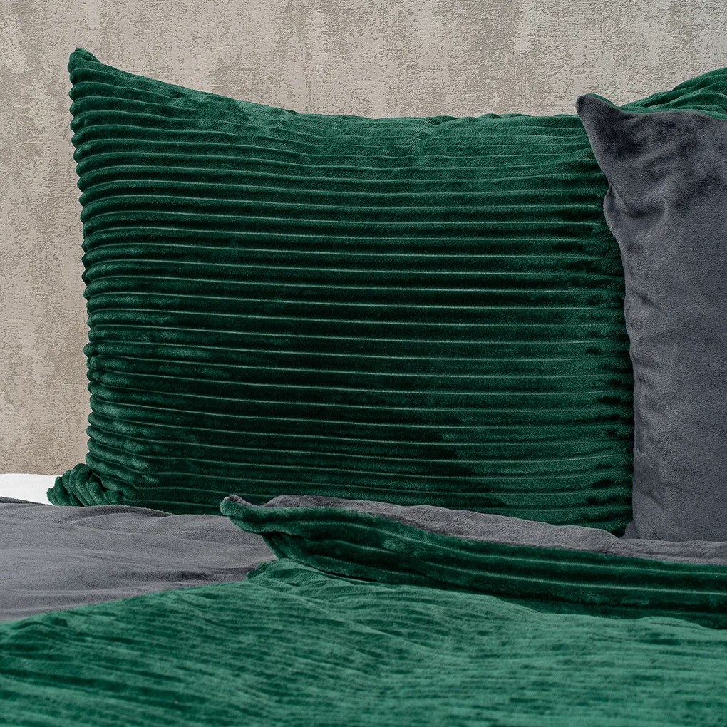 Lenjerie de pat din microflanel 4Home Stripe verde, 140 x 200 cm, 70 x 90 cm, verde