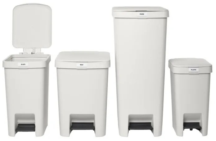 Coș cu pedală Brabantia StepUp 1008480, 16 L, Materiale ecologice, Deschidere mare, Gri deschis