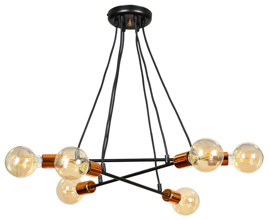 Suspensie Bravo 6 Black 473/6 Emibig Lighting, Modern, E27, Polonia