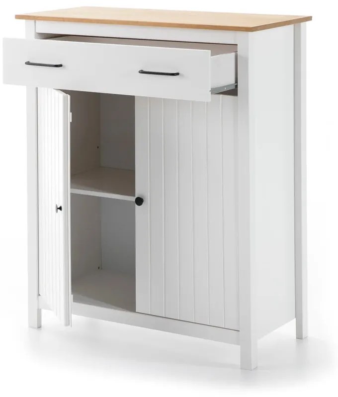 Comodă albă înaltă din lemn de pin 90x110 cm Miranda – Marckeric