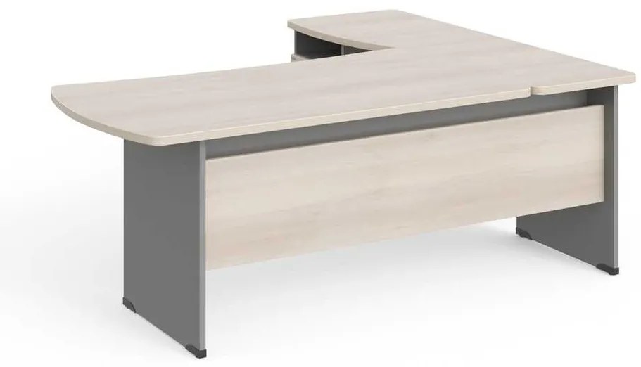 Statie de lucru de colt Manager 200 x 160 cm, stânga, salcâm deschis / gri