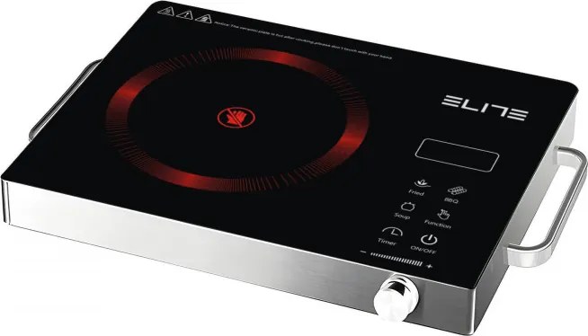 Plită cu infraroșu cu o singură zonă de gătit Elite EFP-1292TU, 2200 W, 20 cm, afișaj LED, comandă tactilă, cronometru, sticlă ceramică, oțel inoxidabil