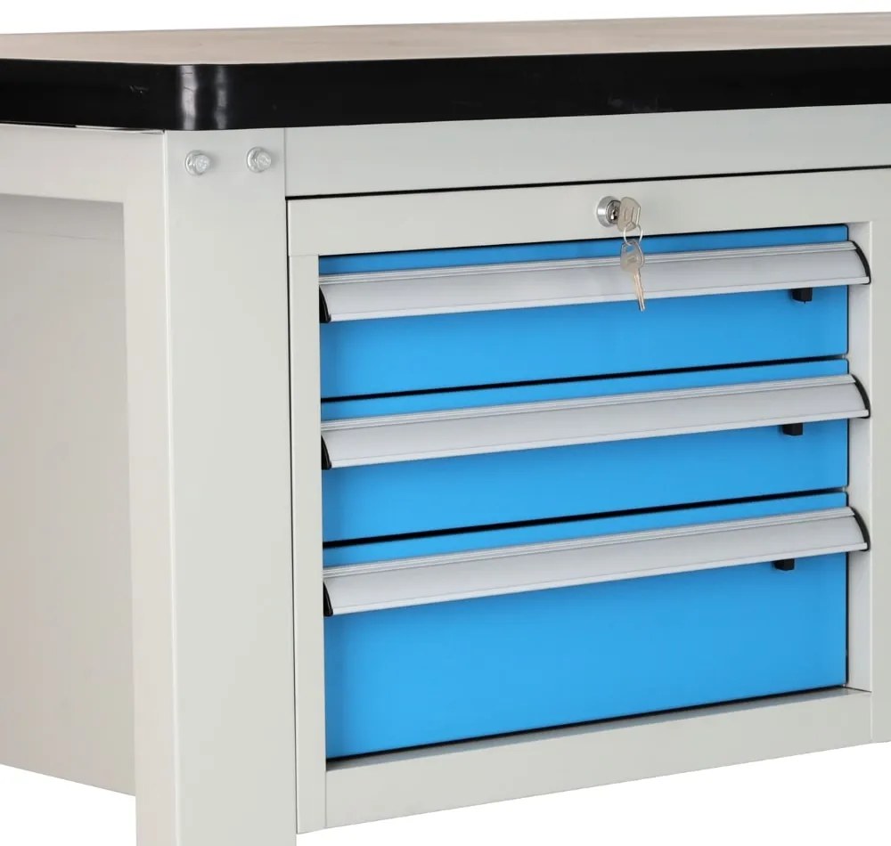 Masa atelier Solid MDF-31, 180 cm, 2 cutii suspendate, negru