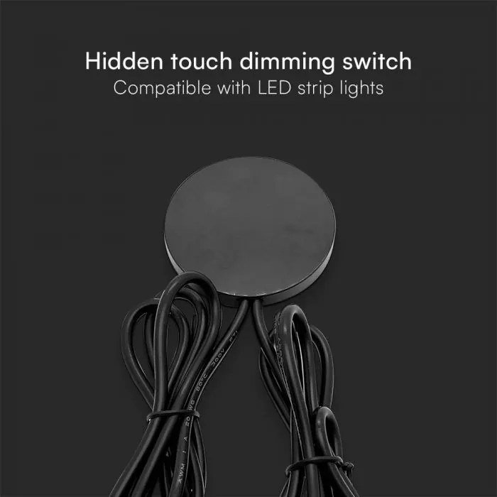 Intrerupator dimmer Touch ascuns, negru, V-tac