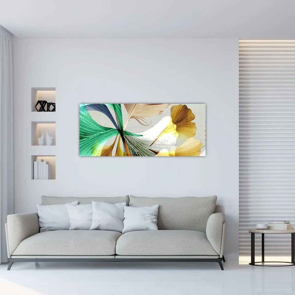 Tablou - Frunze cu pană (120x50 cm)