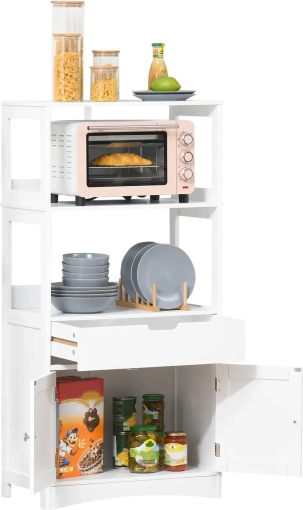 kleankin Dulap multifunctional cu rafturi, MDF, 60x33x122.5 cm, Alb | Aosom Romania