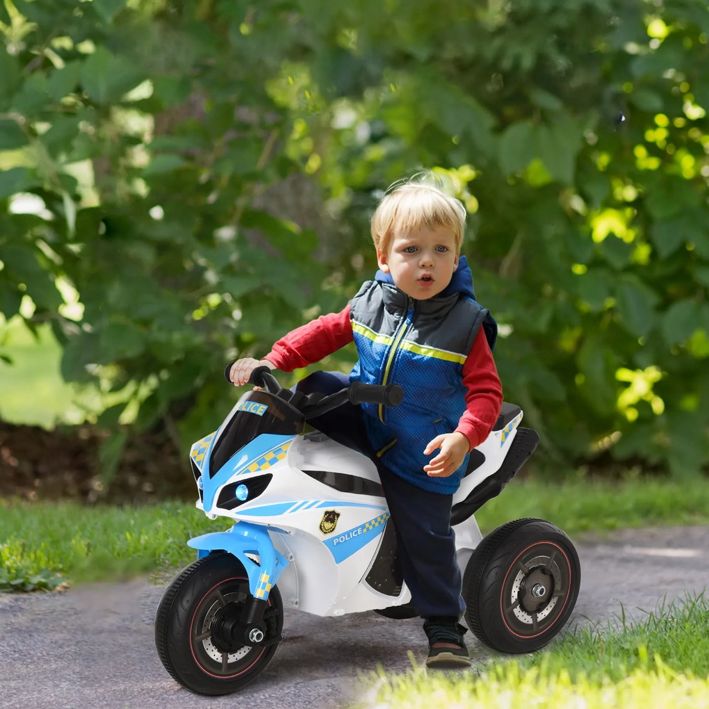 HOMCOM Motocicletă pentru Copii 18-36 Luni cu 3 Roți, Muzică și Faruri, 74x39x48 cm, Albastru Deschis | Aosom Romania