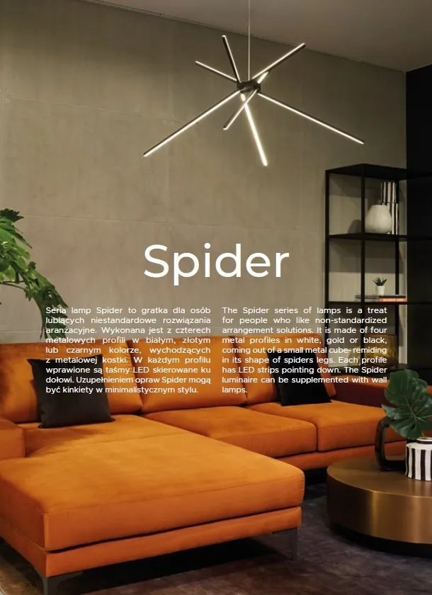 Lustra LED suspendata design modern SPIDER aurie