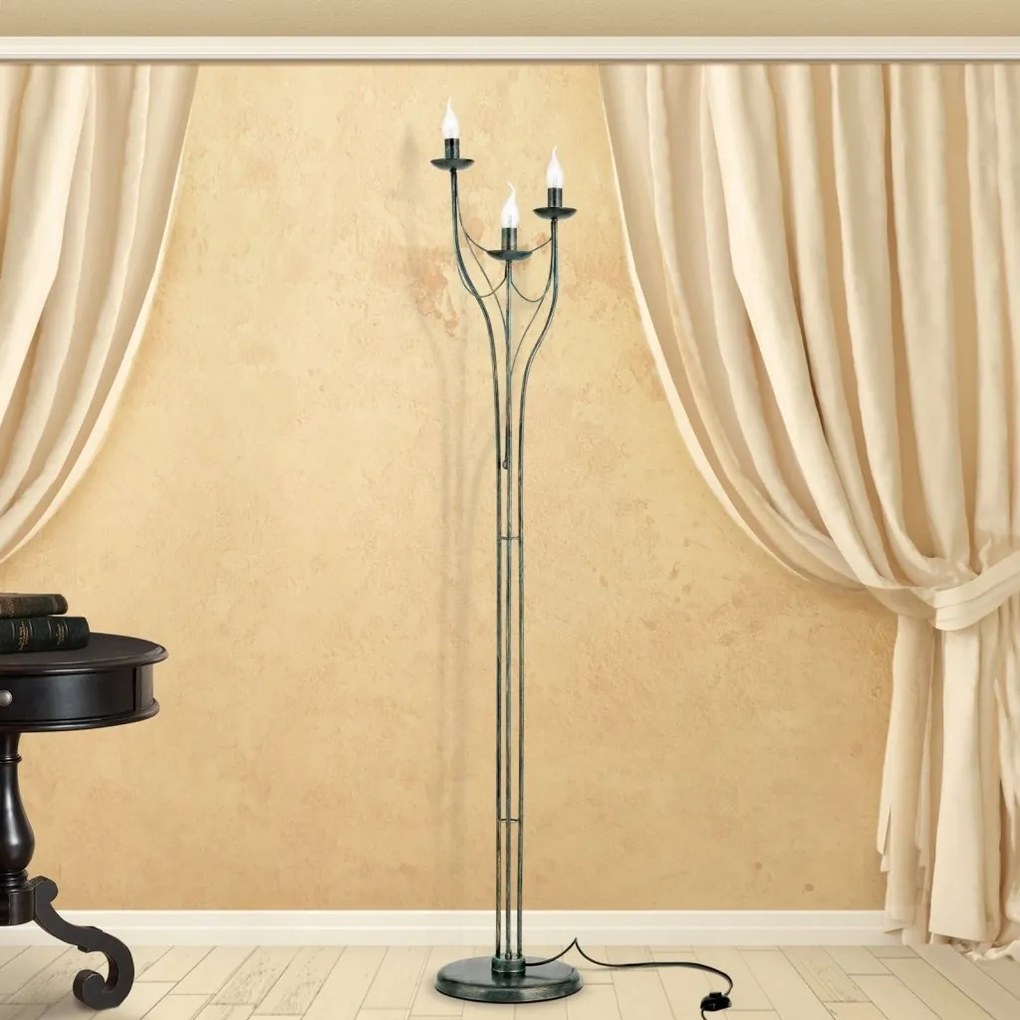 Lampadar design rustic cu 3 brate Vela, Antik