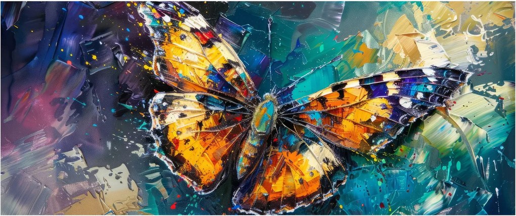 Tablou - Fluture, pictură în ulei (120x50 cm)