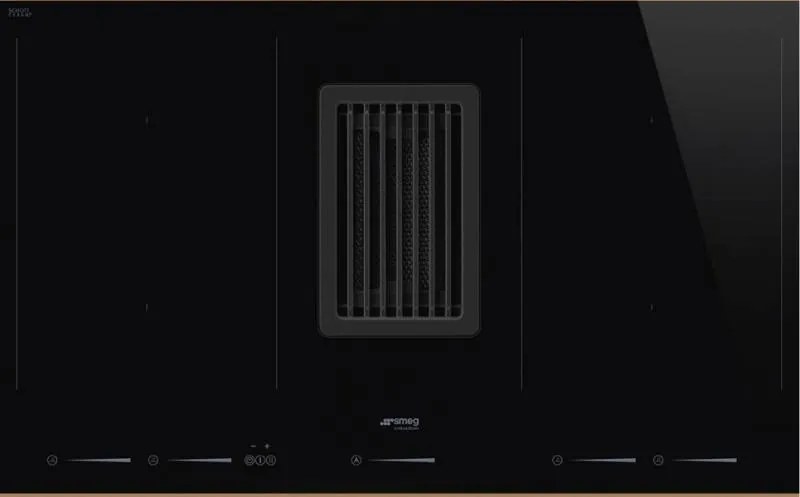 Plita incorporabila cu inductie si hota integrata Smeg HOBD682R1, 80 cm latime, negru