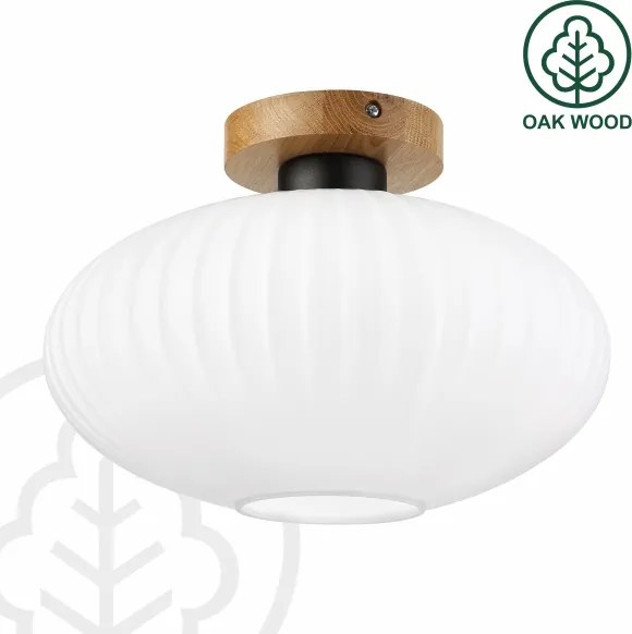 Plafonieră HARMA WOOD 1xE27/15W/230V stejar/alb Ø 30 cm