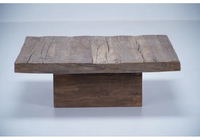 Masuta de cafea, natur, din lemn de stejar, aspect rustic, Country
