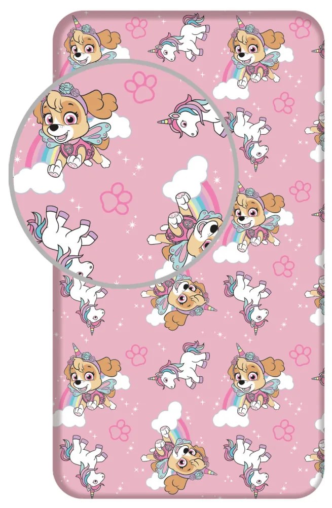 Patrula Cățelușilor Unicorn Dreams cearșaf cu elastic 90x200 cm