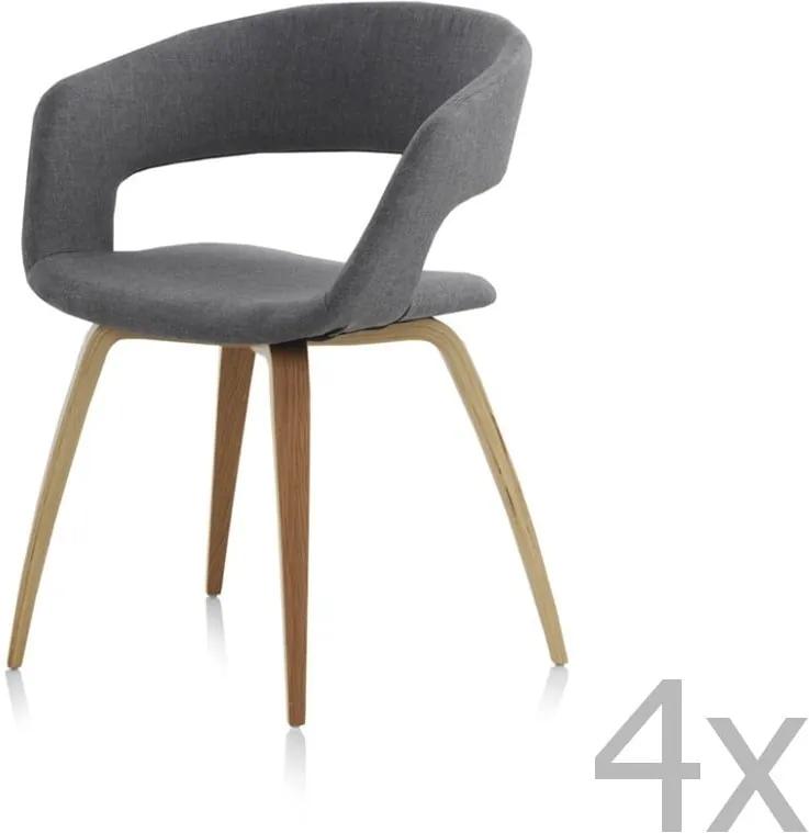 Set 4 scaune din lemn cu tapițerie Geese, gri