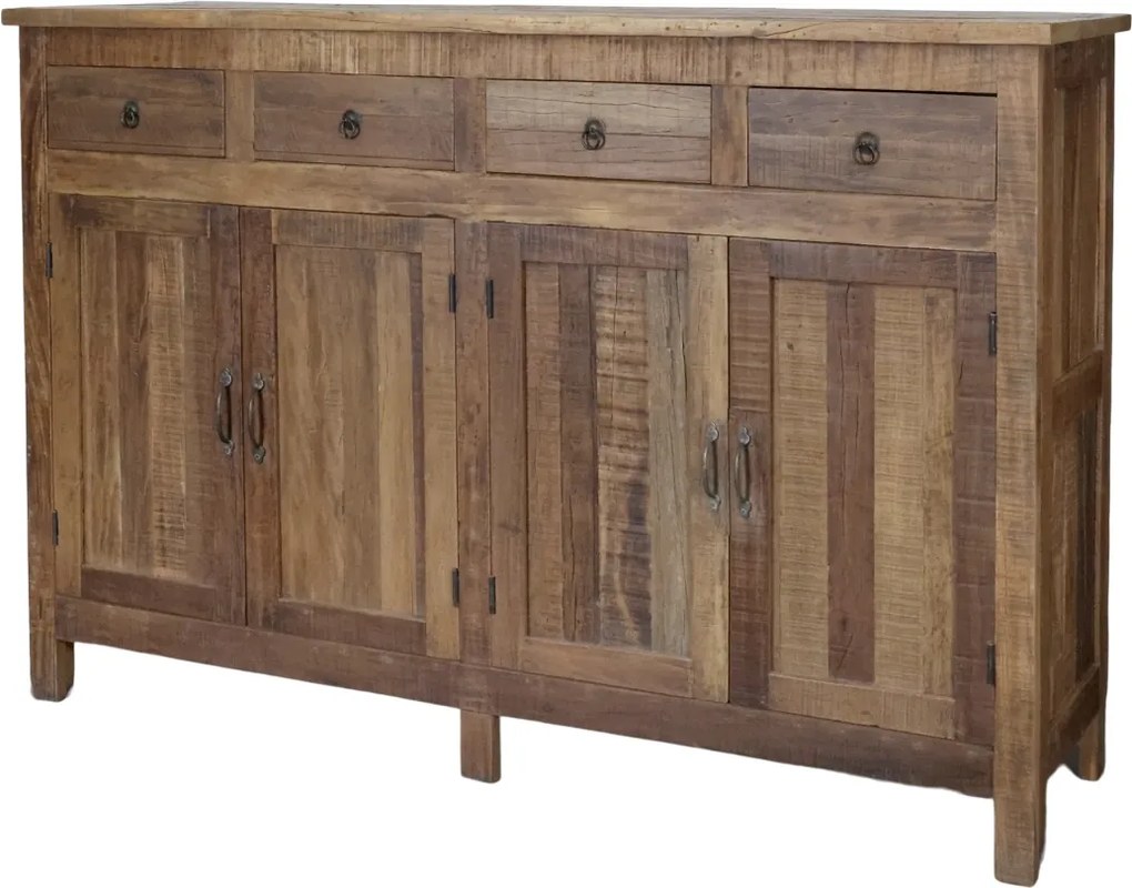 Bufet natur din lemn reciclat cu 3 uși și 3 sertare 160x46x105 cm, „Grimaud"