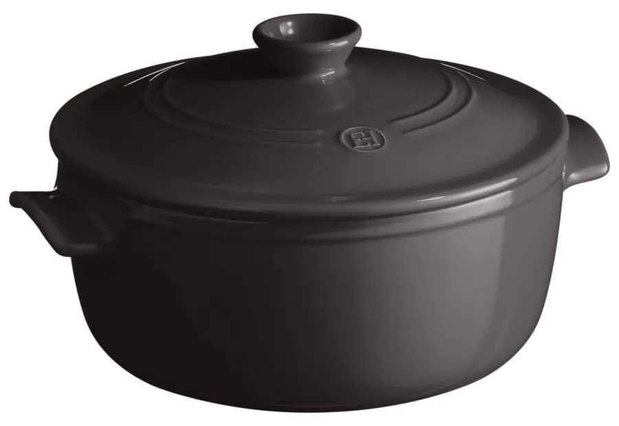 Oală și capac din ceramică Emile Henry, ⌀ 27 cm, negru