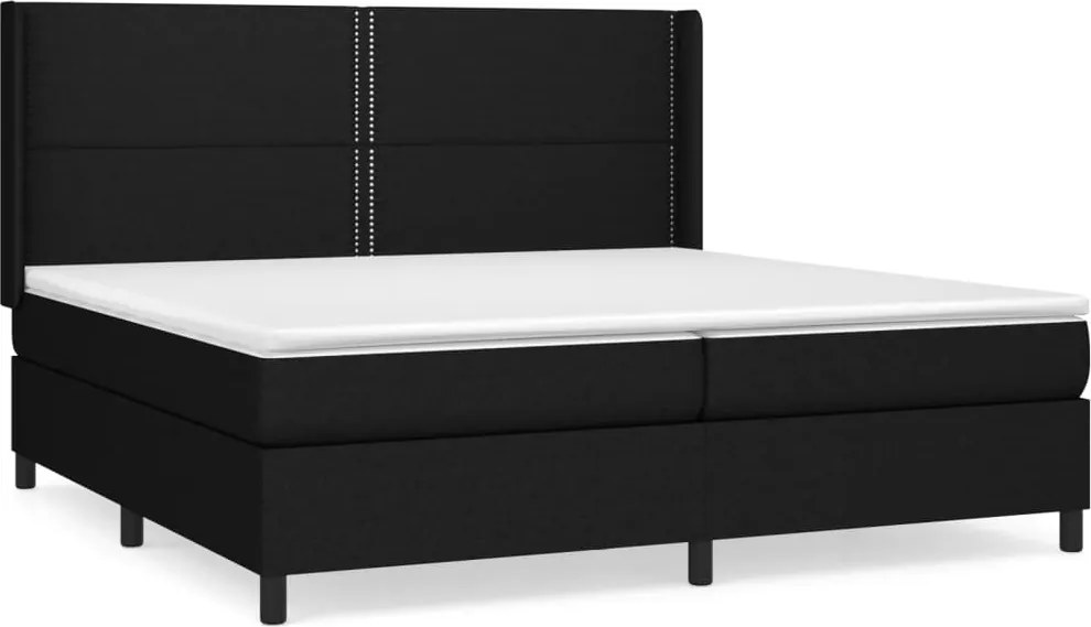 vidaXL Pat box spring cu saltea, negru, 200x200 cm, textil