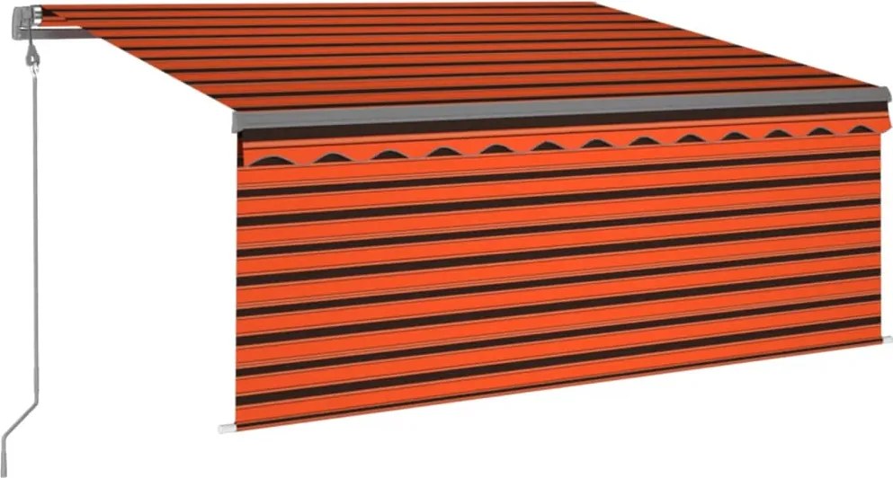 vidaXL Copertină automat stor senzor vânt LED portocaliu&maro 3,5x2,5m