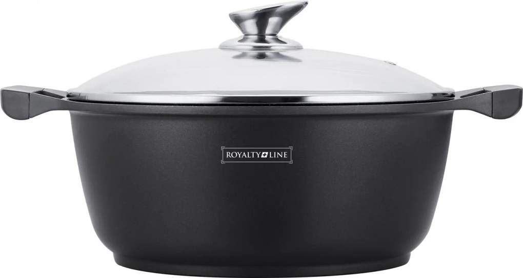 Oală marmorată cu capac 3.8L, 24 cm – Royalty Line BS24ML, curățare ușoară, antiaderentă