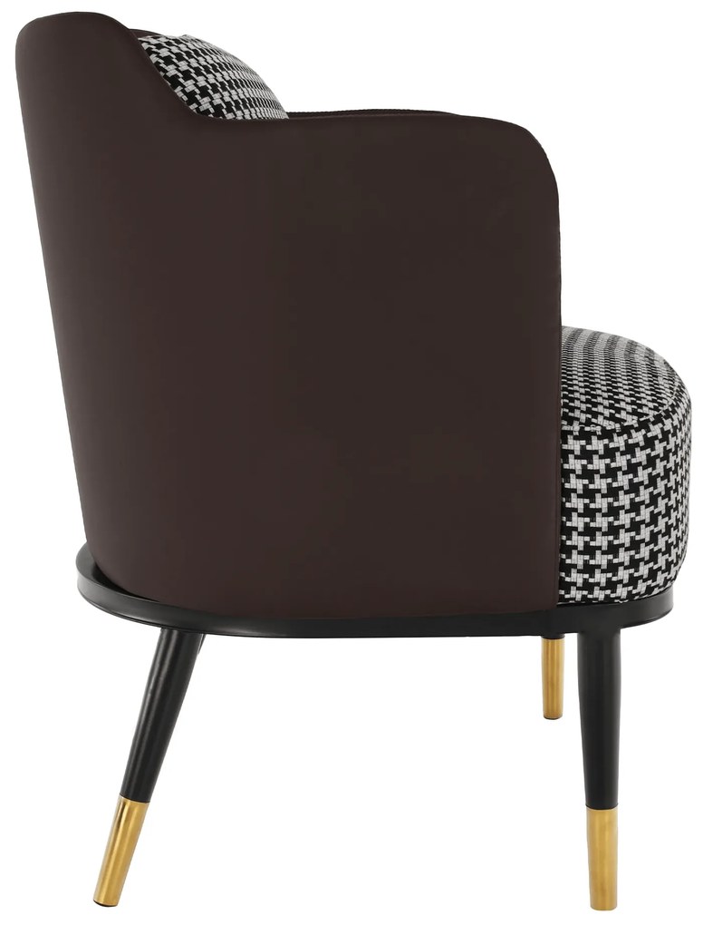 Fotoliu design, model alb-negru/ piele ecologică maro, EMREN