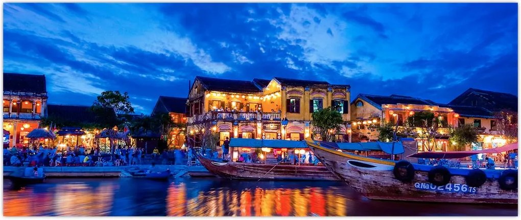 Tablou - Orașul de noapte Hoi An, Vietnam (120x50 cm)