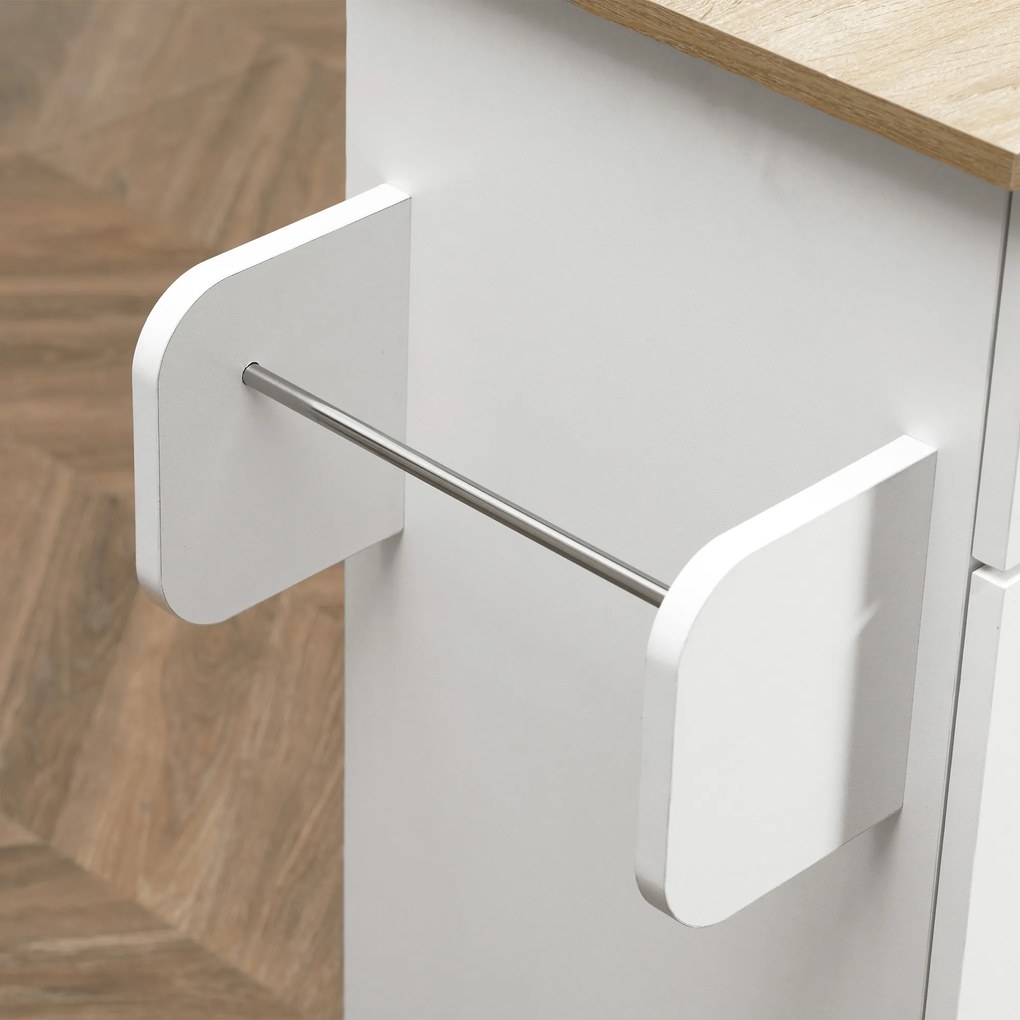 HOMCOM Masă bucătărie multi-spațiu 1 sertar 1 dulap 2 uși cu raft reglabil suport prosoape și raft sticle/conimente - MDF alb | Aosom Romania