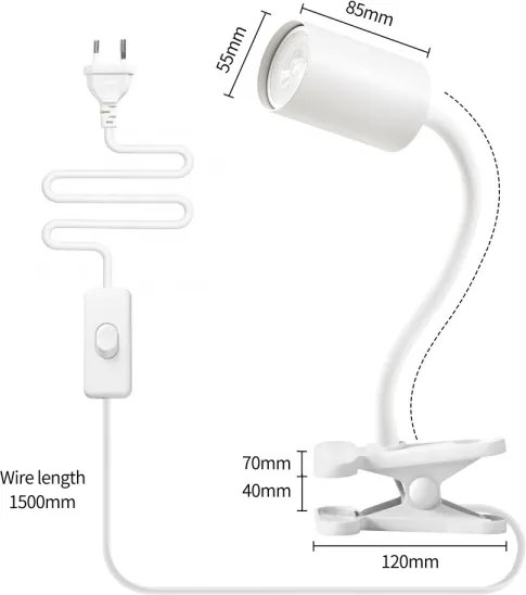 Immax 08294L - Lampă flexibilă cu clemă PUNTO 1xGU10/9W/230V albă