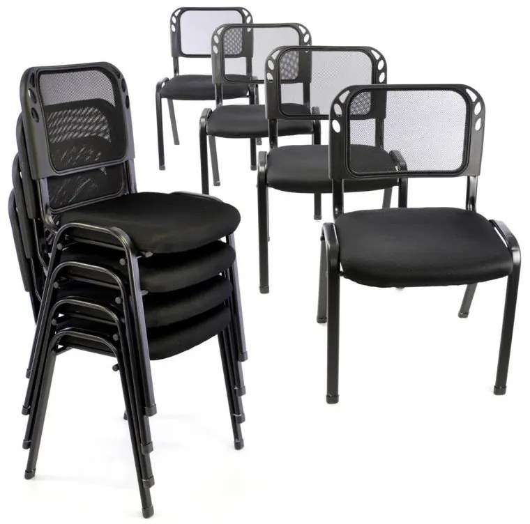 Set scaune stivuibile - 8 buc, negre