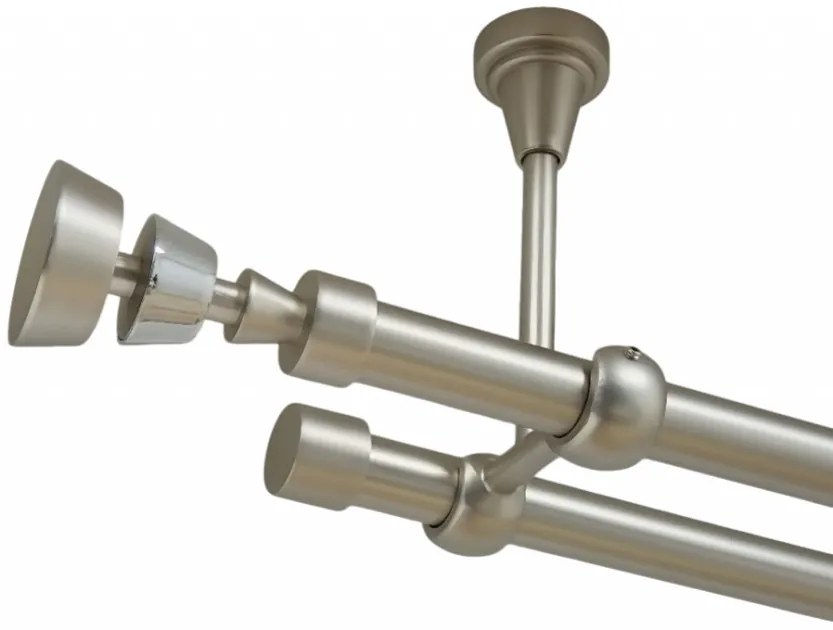 Galerie dubla afina fara inele prindere tavan 19/19 mm crom mat (Alege marime: 200 cm)