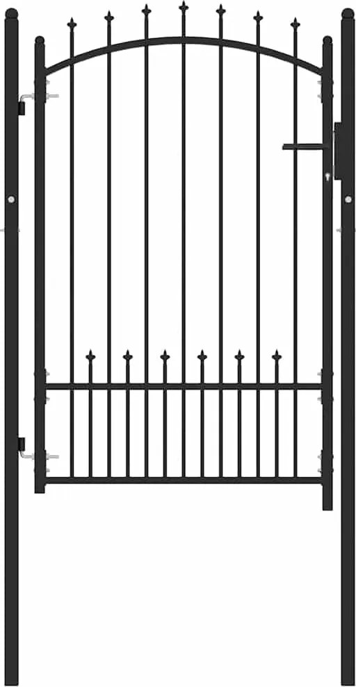 vidaXL Poartă de gard cu țepi cu blocare Negru 100 x 150 cm