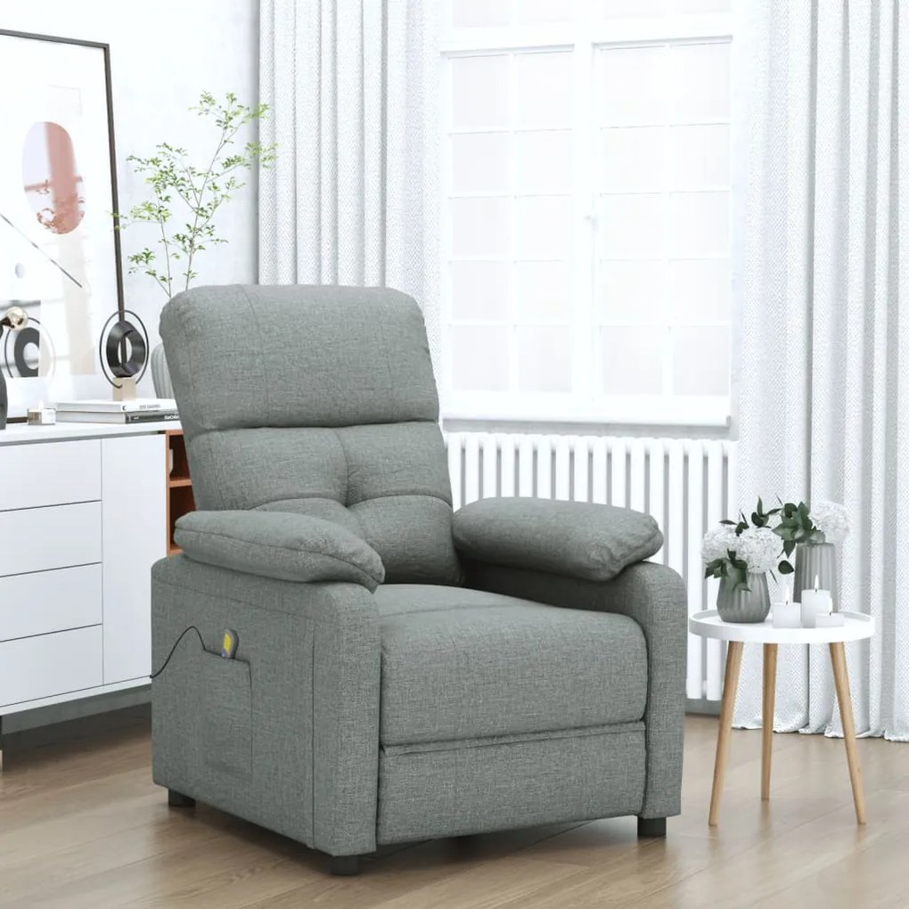 289673 vidaXL Fotoliu de masaj, gri închis, material textil