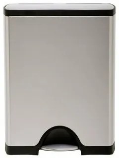 Simplehuman Coș de gunoi dreptunghiular cu pedalăpentru sortarea deșeurilor, 46 l, oțel