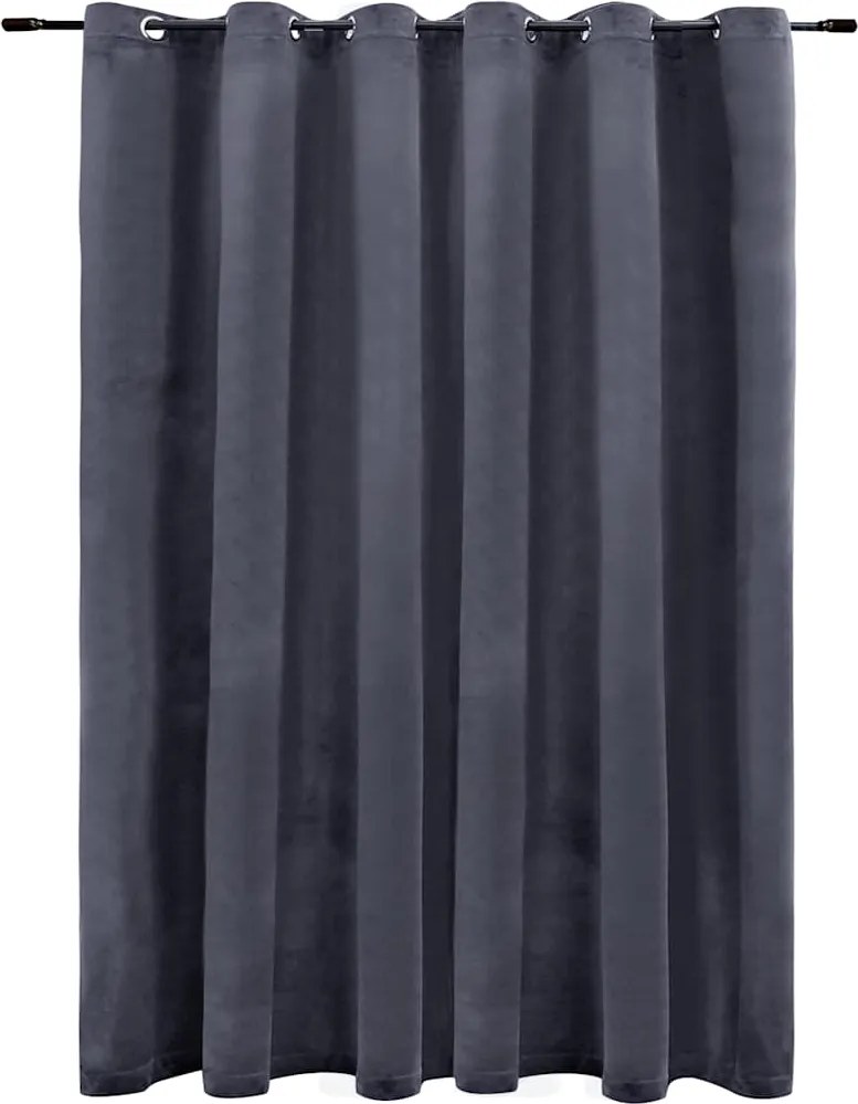 vidaXL Draperie opacă cu inele metalice, antracit, 290x245 cm, catifea