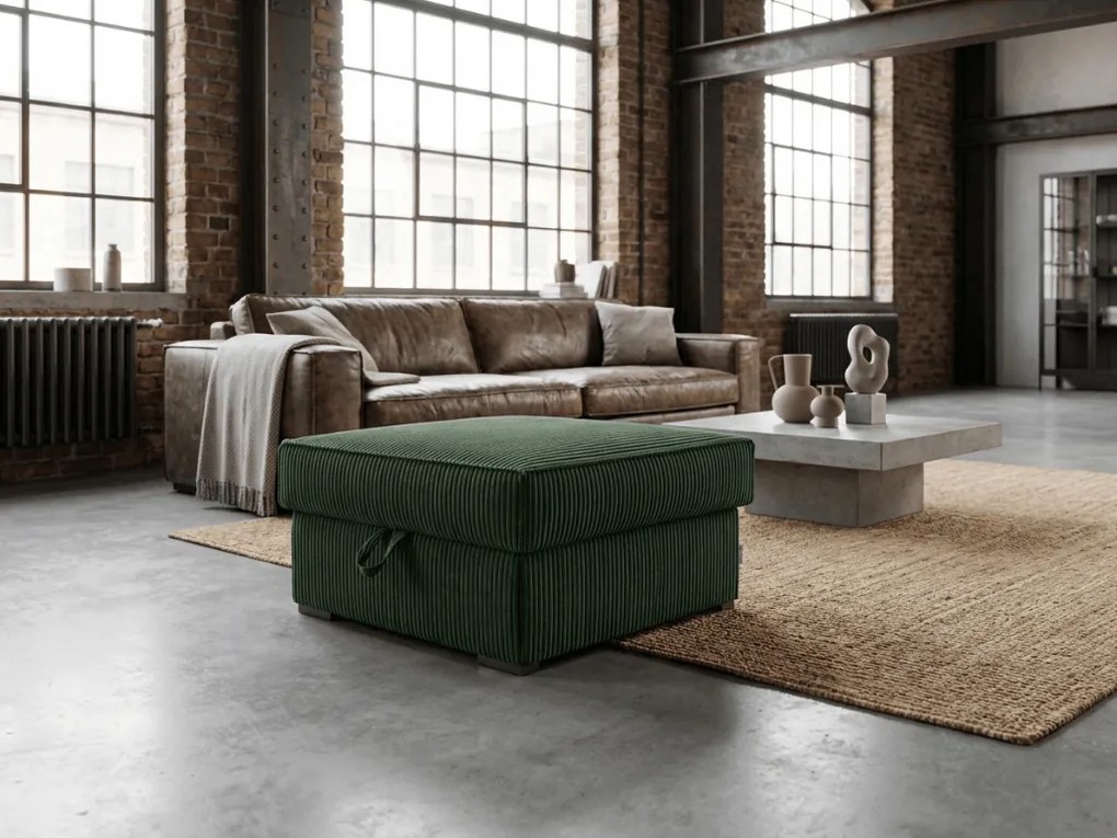 Taburet SMART COSARO XL cu spatiu de depozitare 71x71 cm, verde inchis