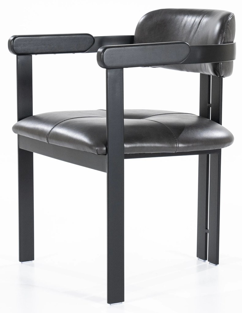 Scaun Morris din piele si metal negru