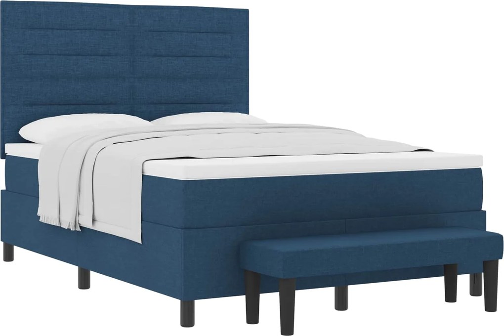 vidaXL Pat cu arcuri cu saltea albastru 140 x 190 cm țesătură