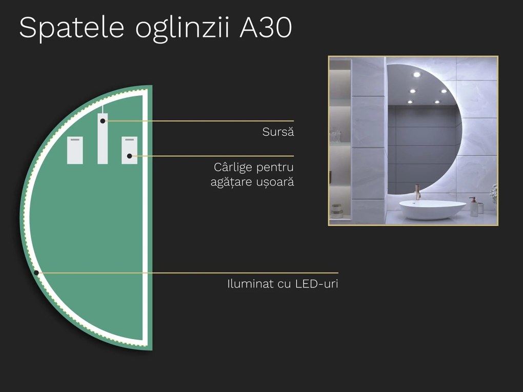 Oglindă atipică cu iluminare LED A30