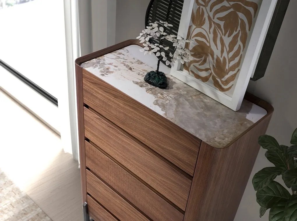 Dulapior 5 sertare deosebit design LUX Walnut-Marble