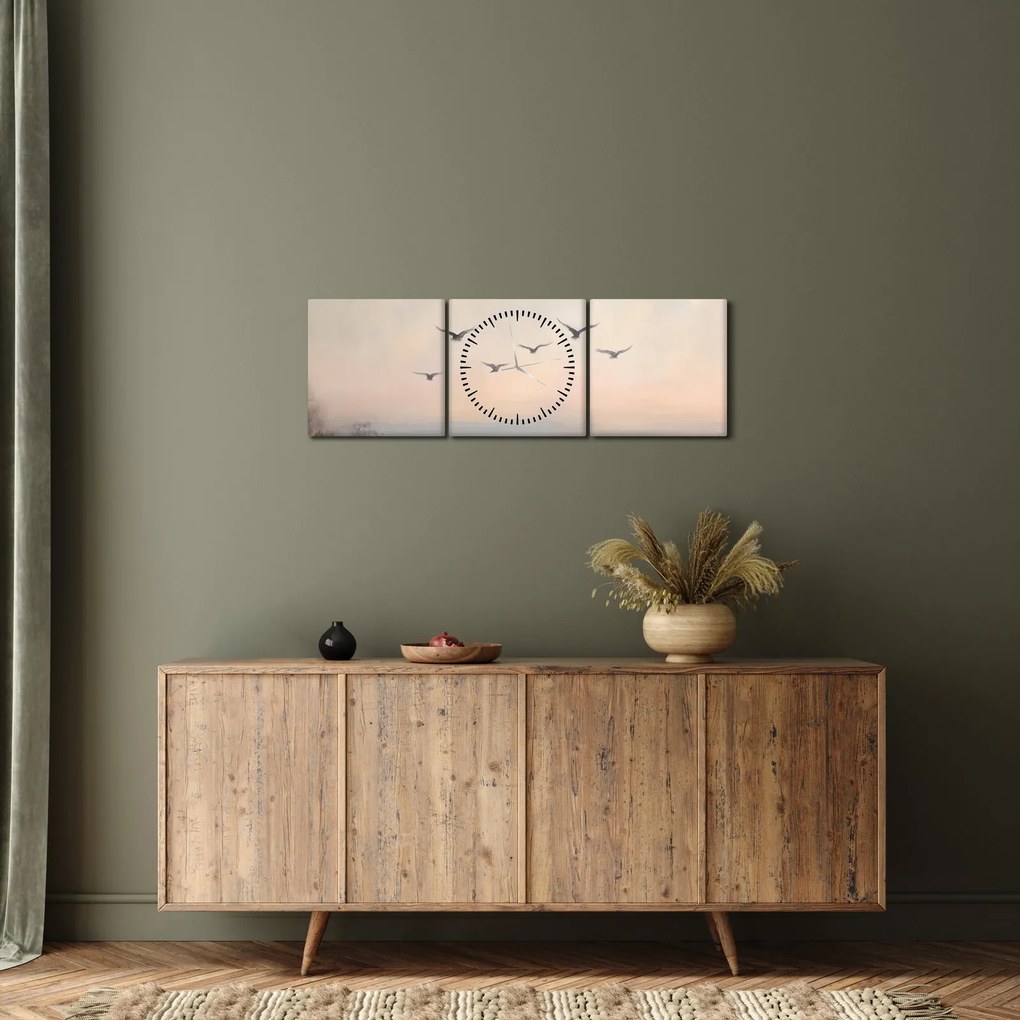 Tablou - Stol de păsări (cu ceas) (90x30 cm)