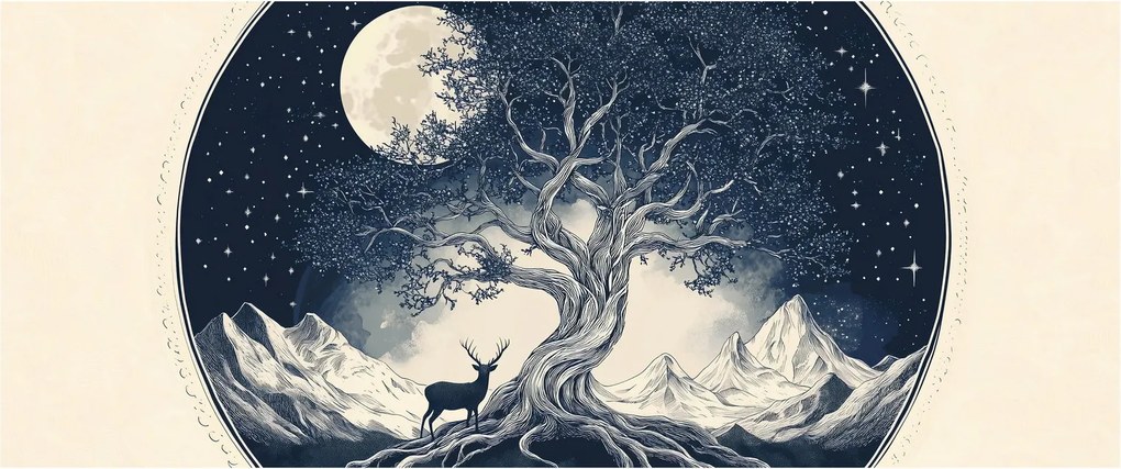 Tablou – Arbore magic cu cerb I. (120x50 cm)